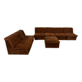Vintage brown fabric modular sofa, 1970s