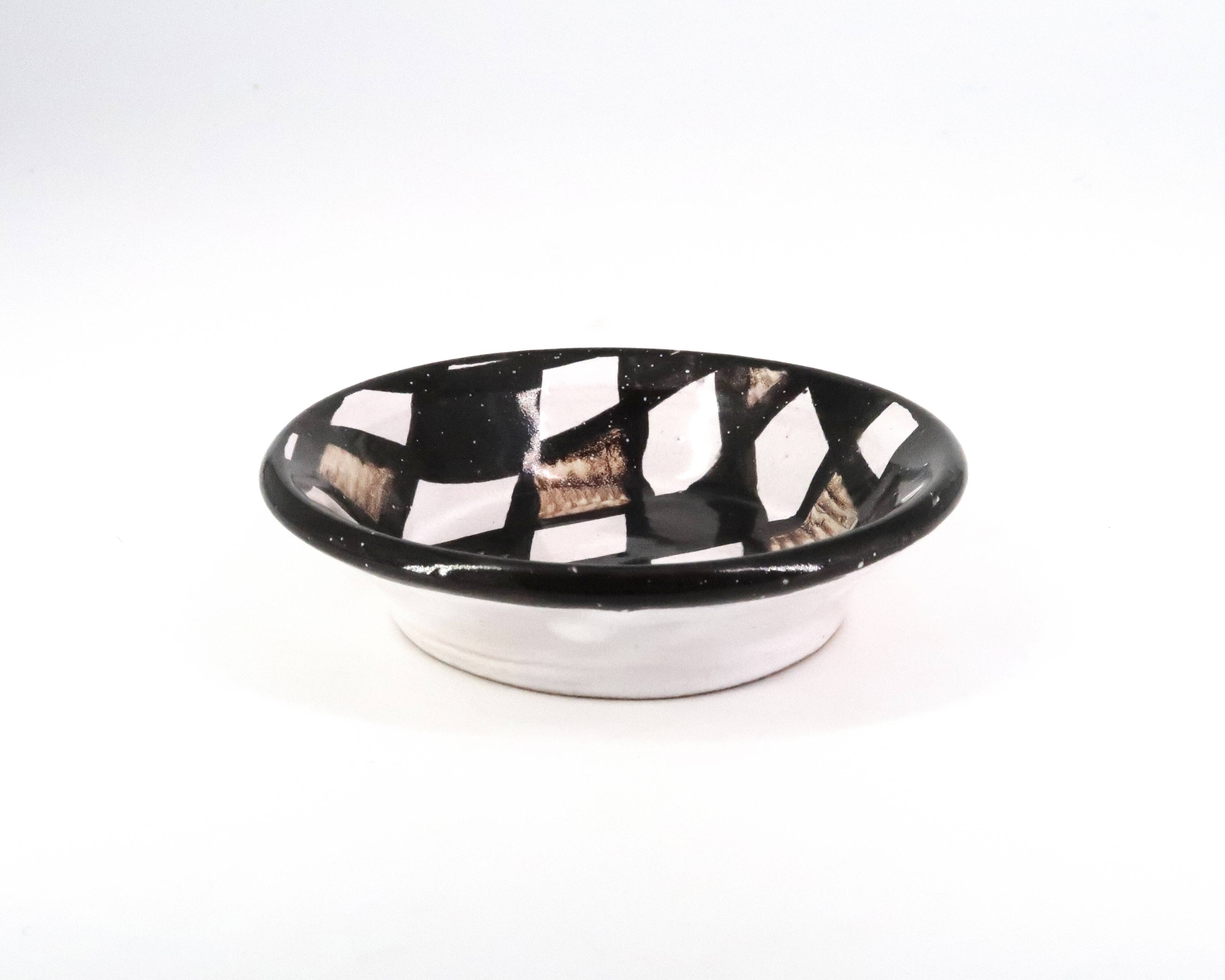 Ceramic checkerboard pocket emptier by Robert Picault, Vallauris