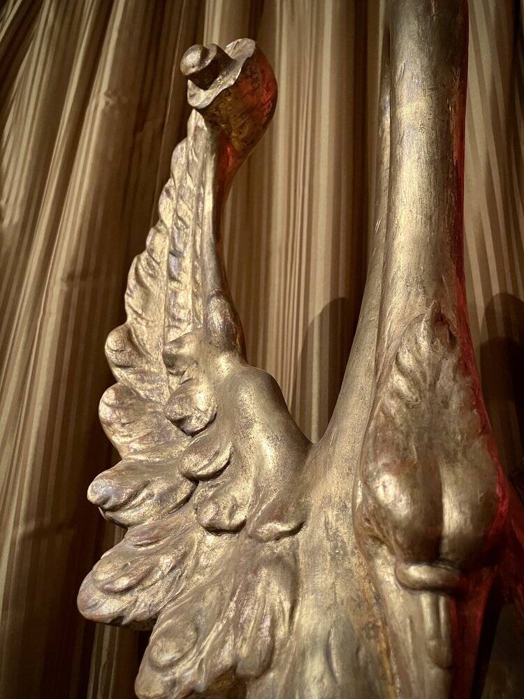 Ittalian Artist, Empire Period Decorative Swan Sculptures, 1800s, Giltwood, Set of 2