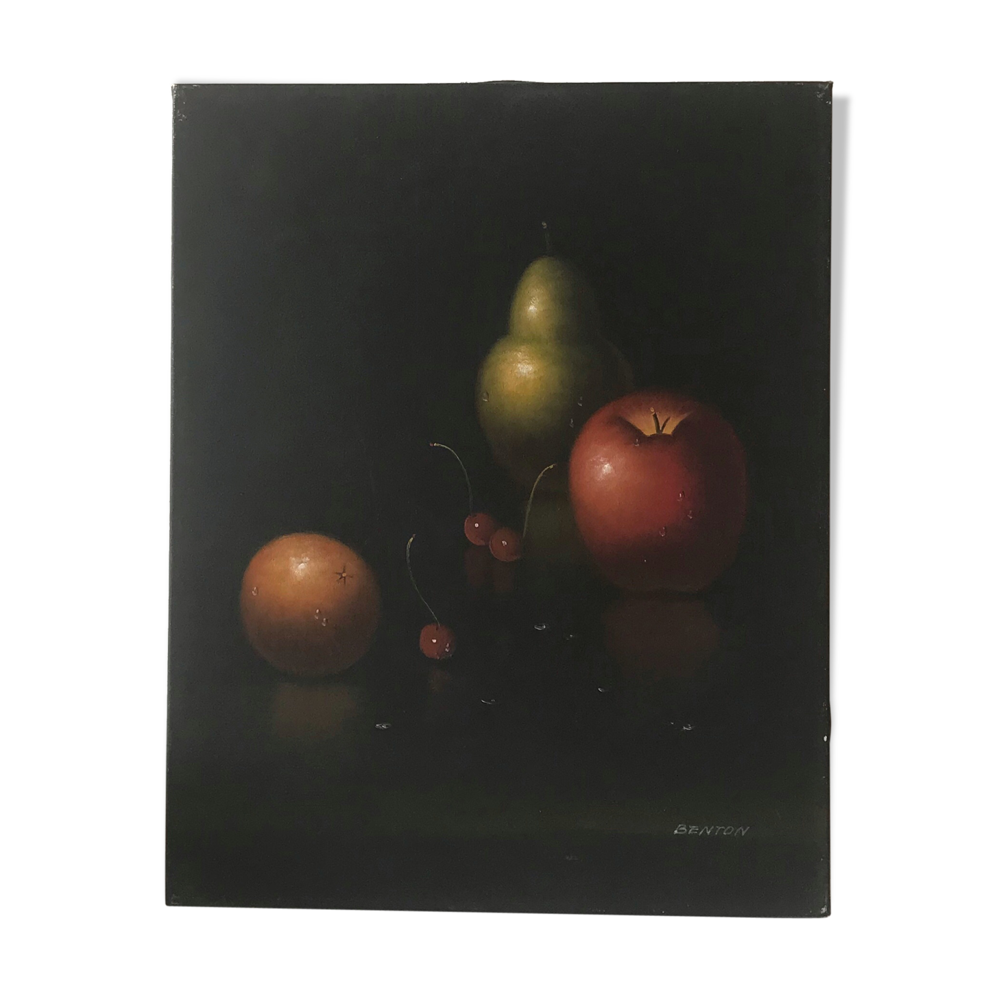 Still life fruit on black background