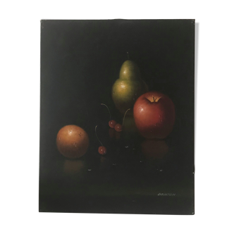Still life fruit on black background