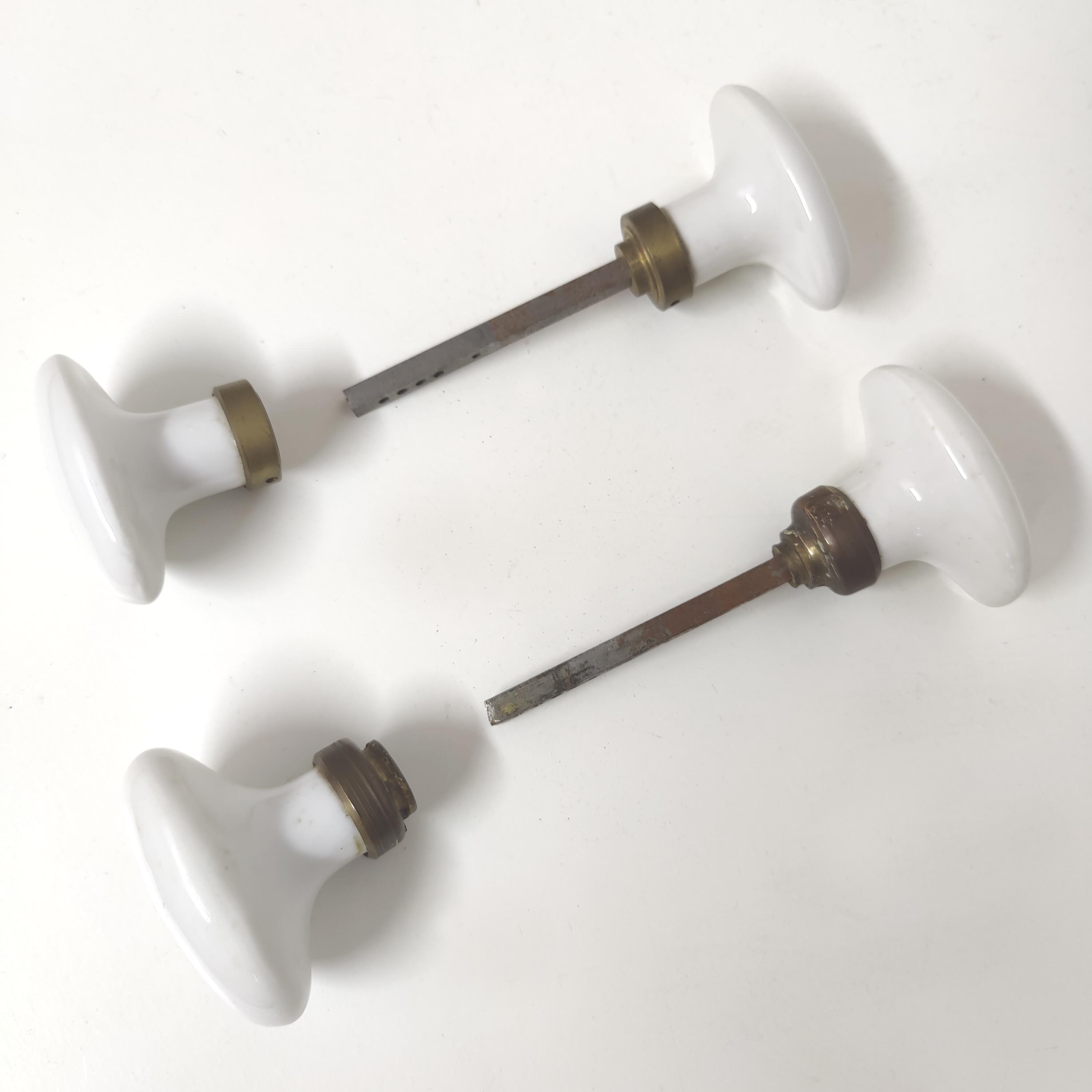 Lot de 2 poignées boutons de porte en porcelaine blanche