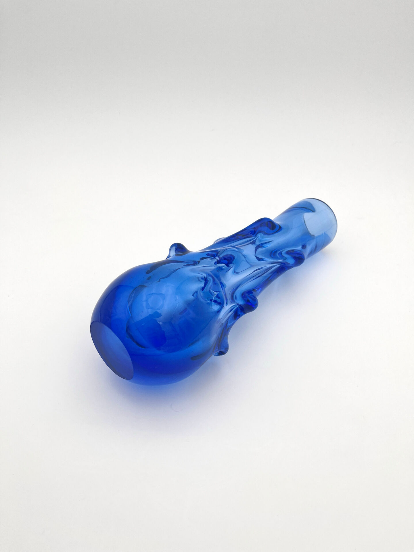 Vase Jan Beránek Chribska Art Glass Blue 27cm 1.68kg Mid-Century