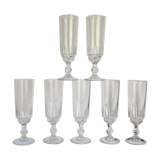 7 Luminarc champagne flutes, Lance model, 1970, made in France