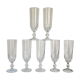 7 Luminarc champagne flutes, Lance model, 1970, made in France