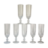 7 champagne flutes luminarc model lance, 1970 made in france