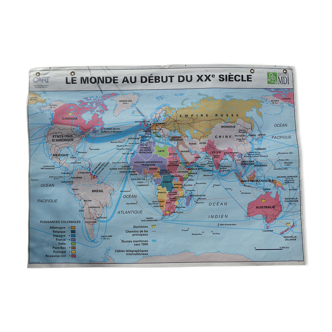 Vintage MDI school map "Le Monde au début du XXe siècle"