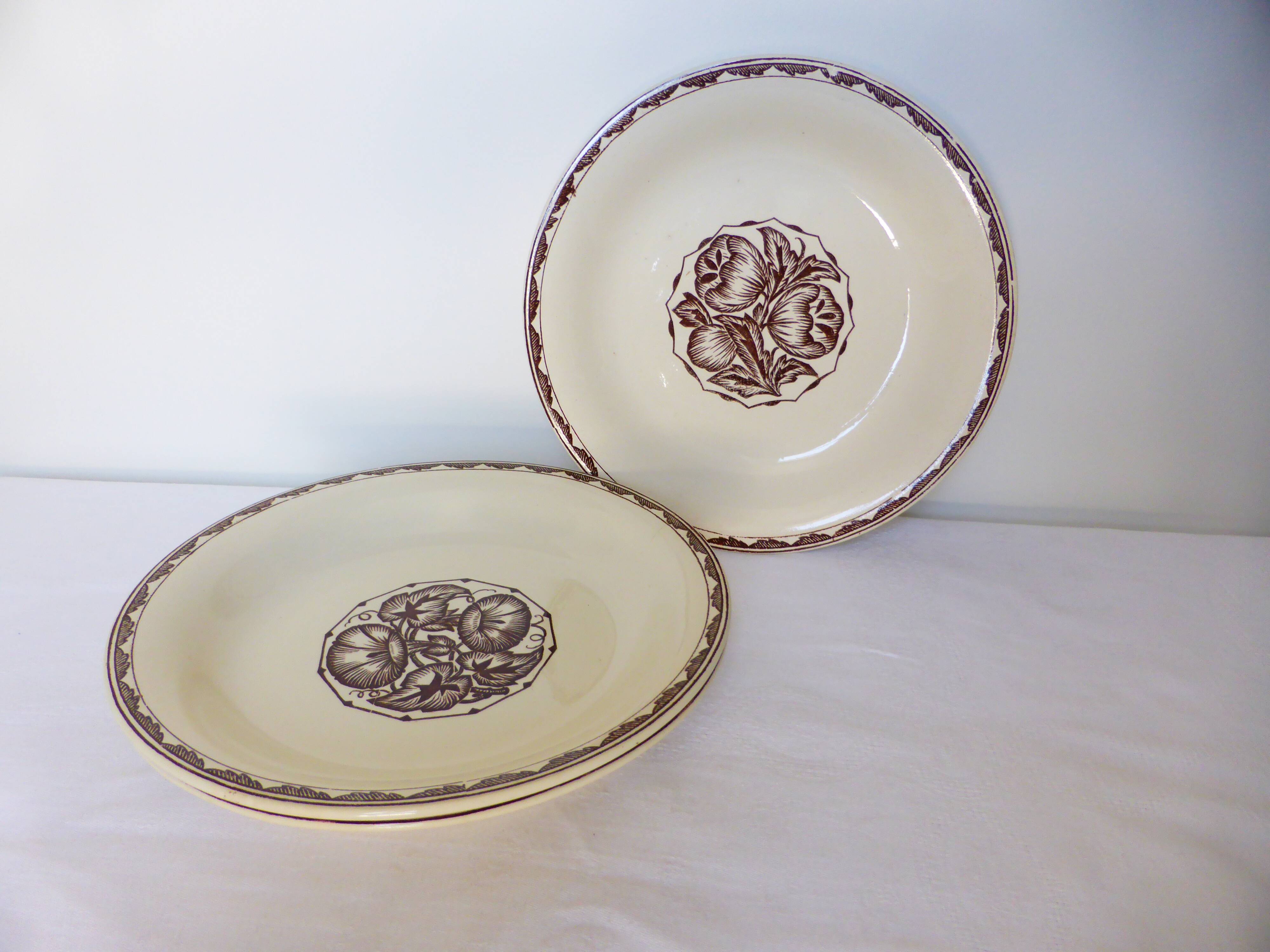 3 Sarreguemines soup plates, Argonne model 210744