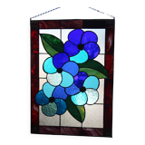 Panneau Vitrail Artisanal à Motif Floral – Verre Coloré, Technique Tiffany