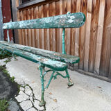 Old wooden and cast iron garden bench 2 m long – original patina