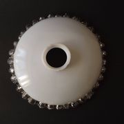 Vintage French Opaline Glass Pendant Light Shade - Frilled Clear Glass Edge