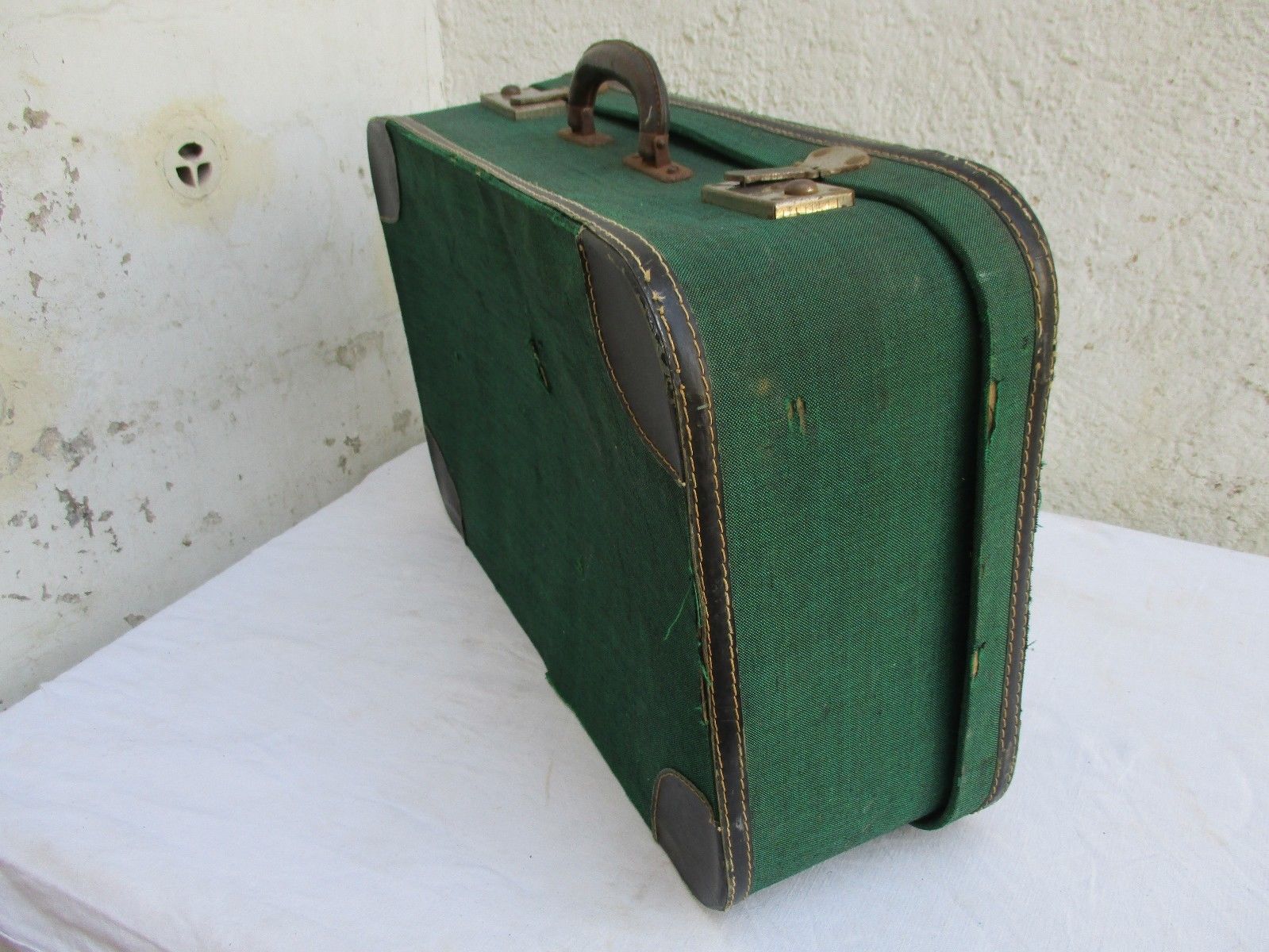 Vintage green luggage suitcase