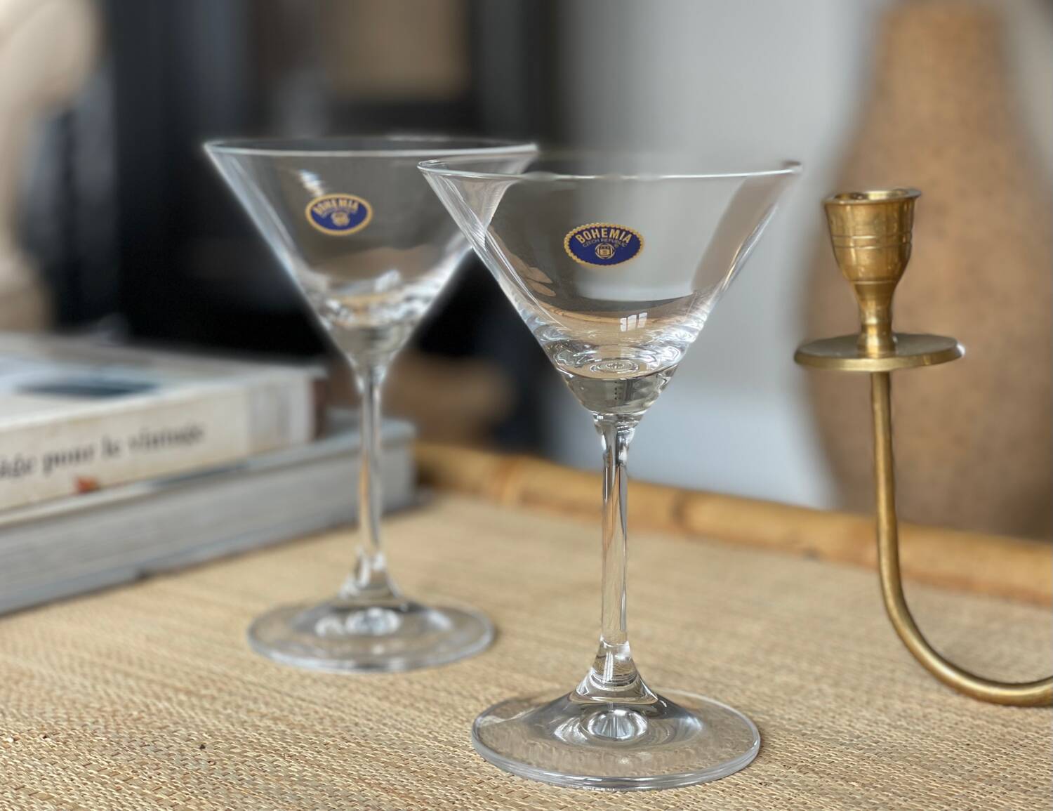 6 Bohemian crystal cocktail glasses.