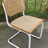 Cesca chair b32 model in white and wood by Marcel Breuer