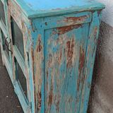 Small blue wooden display case