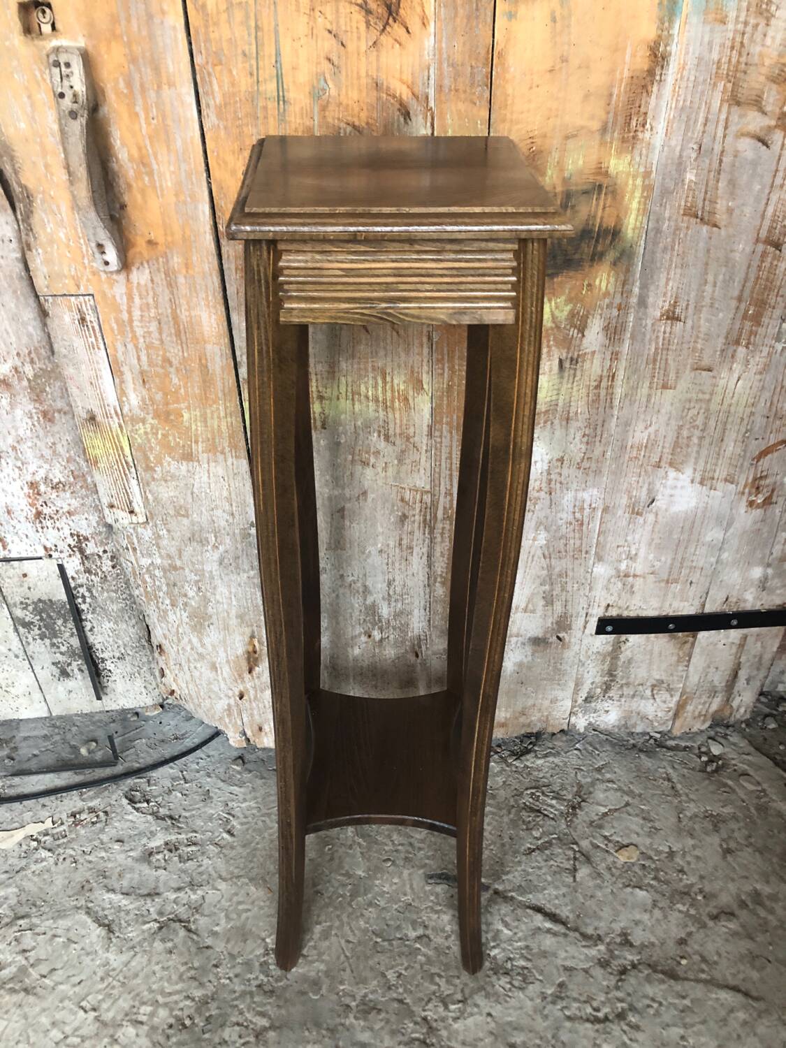 Vintage Wooden High Bolster Side Table #A605