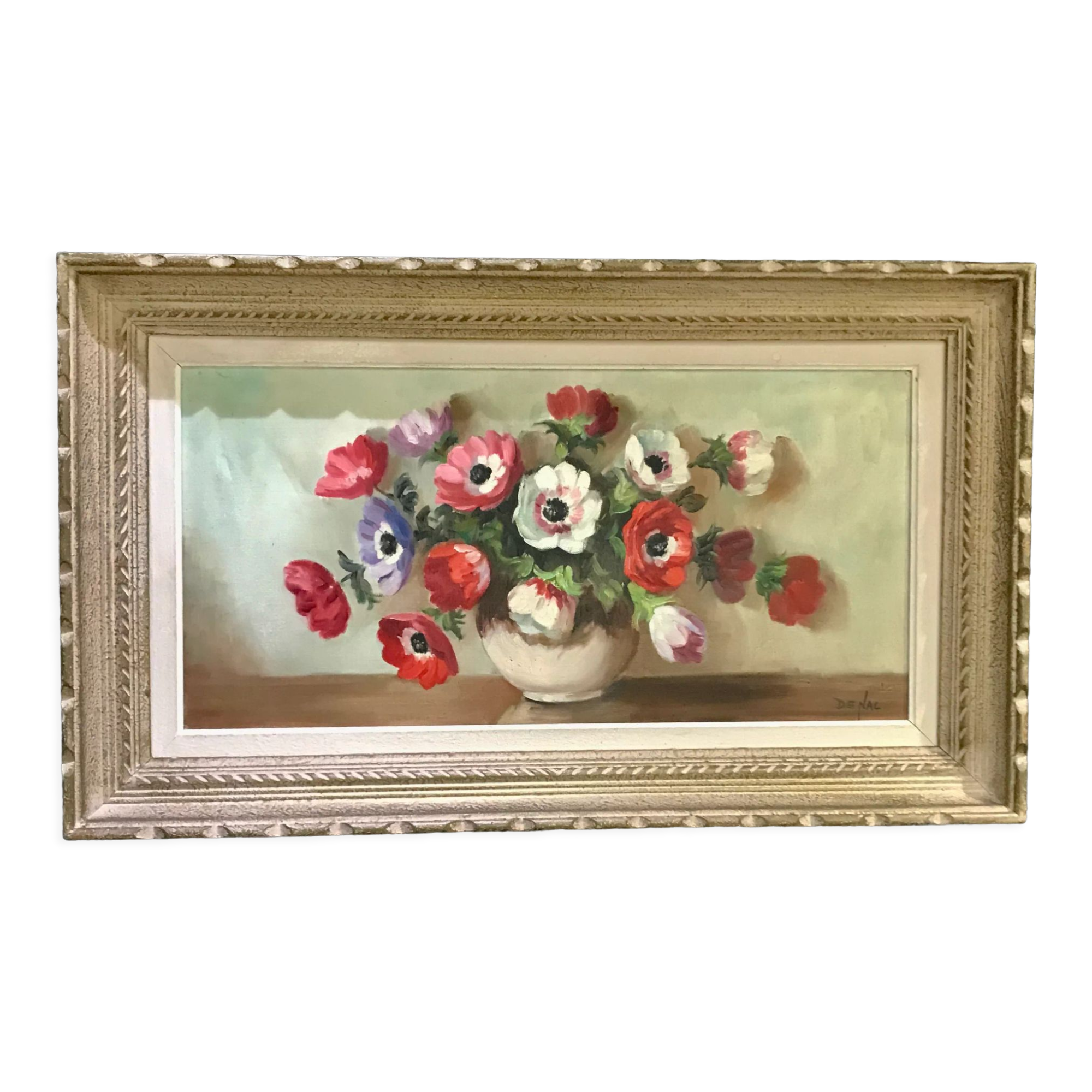 Painting on canvas bouquet of anemones