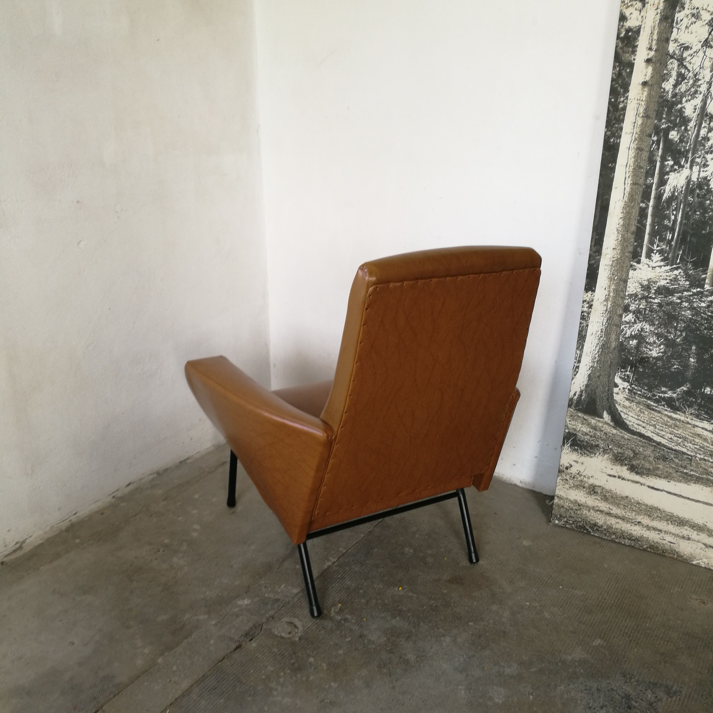 Armchair 50s skaï metal base