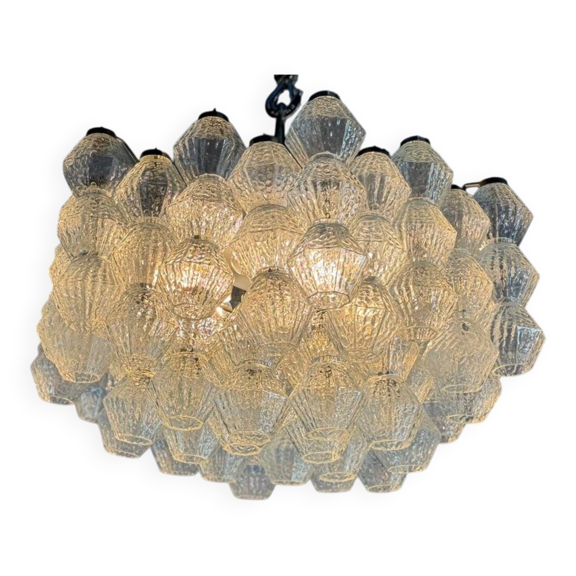Venetian chandelier in colorless Murano glass, circa 1970