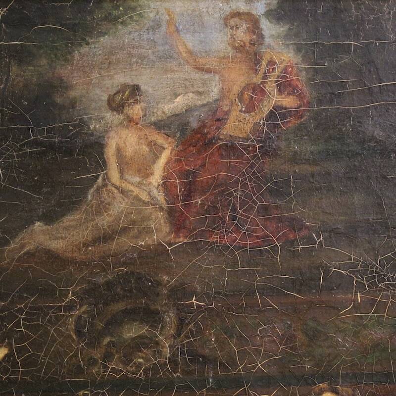 Italian interior scene painting signed F. Bonati 1913