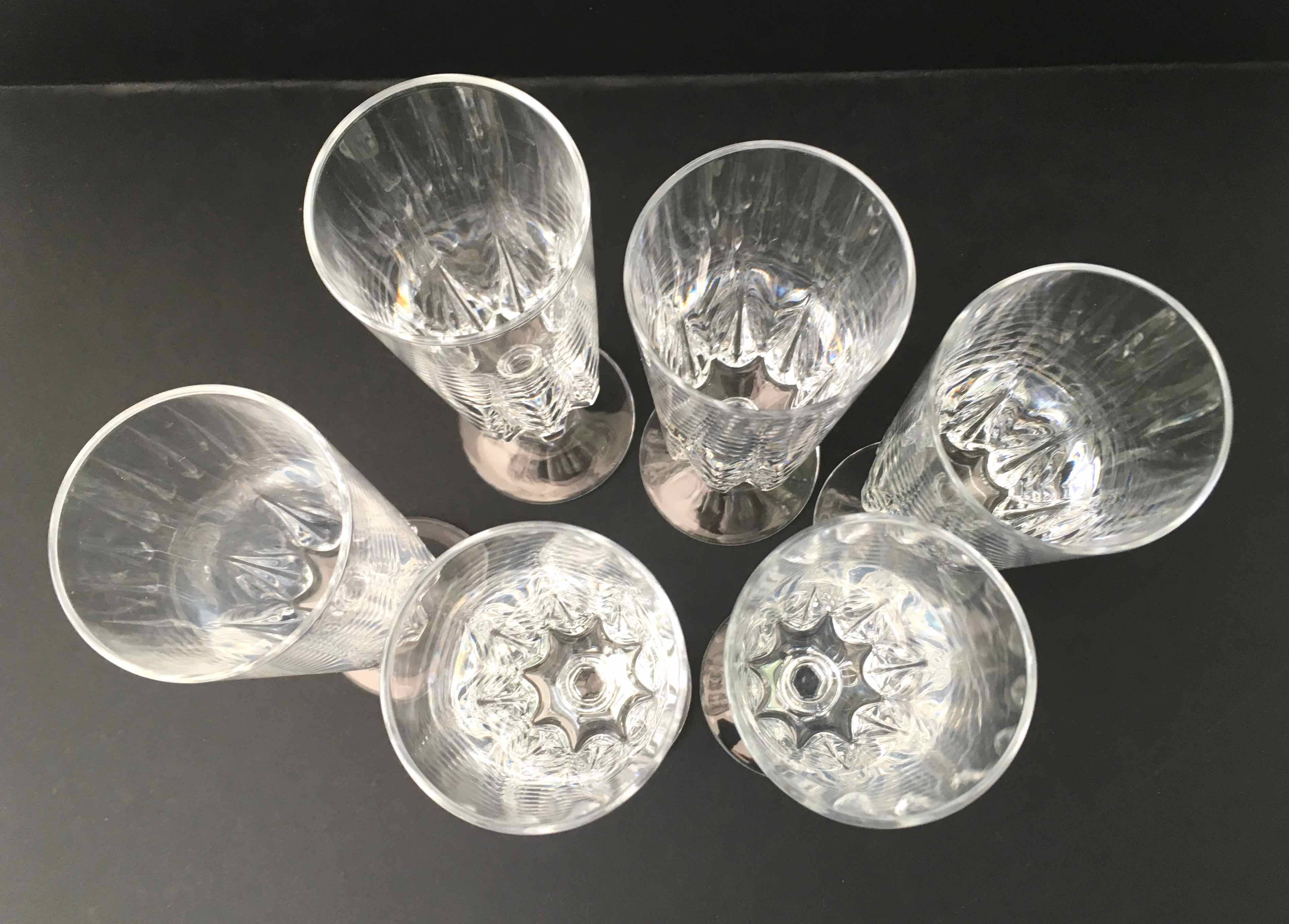 6 cut crystal flutes