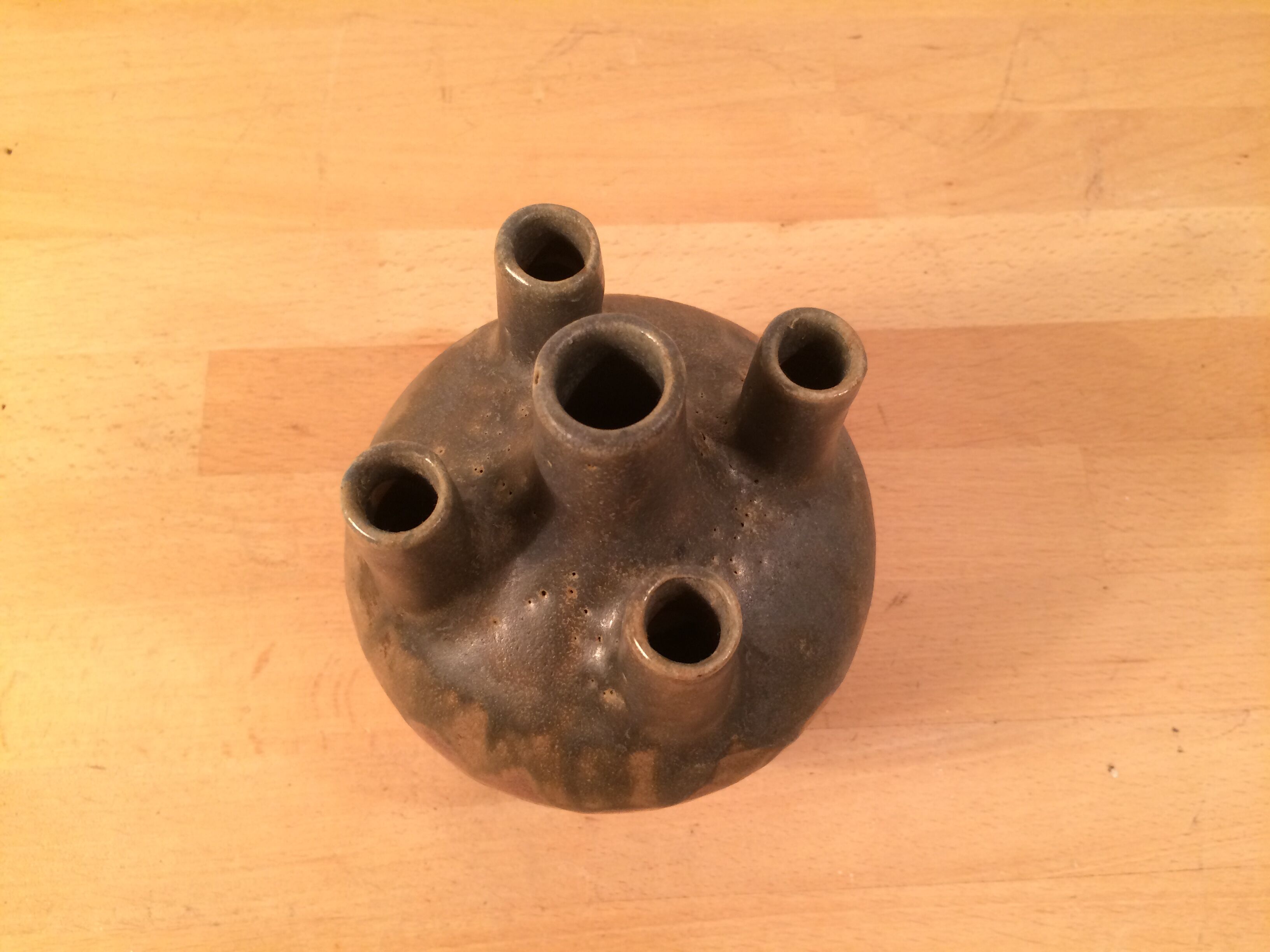 Vase with 5 ceramic necks 50s blue