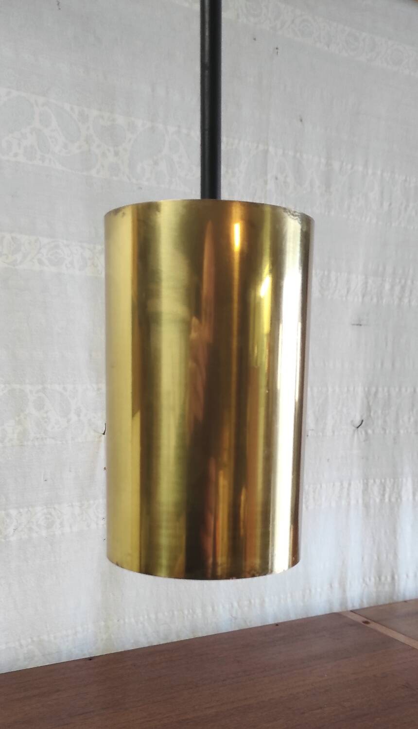 Modernist design pendant light in metal and brass - 50s/60s