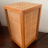 Vintage wooden and wicker lamp