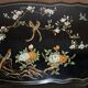 Bureau d'écriture vintage peint polychrome laqué noir avec oiseaux et fleurs