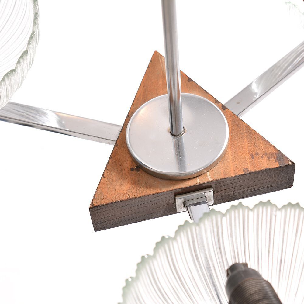 Vintage ceiling light in chrome and glass, Czechoslovakia 1950s