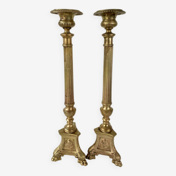 Pair of bronze lamp legs