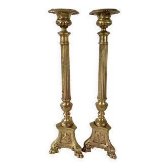 Pair of bronze lamp legs