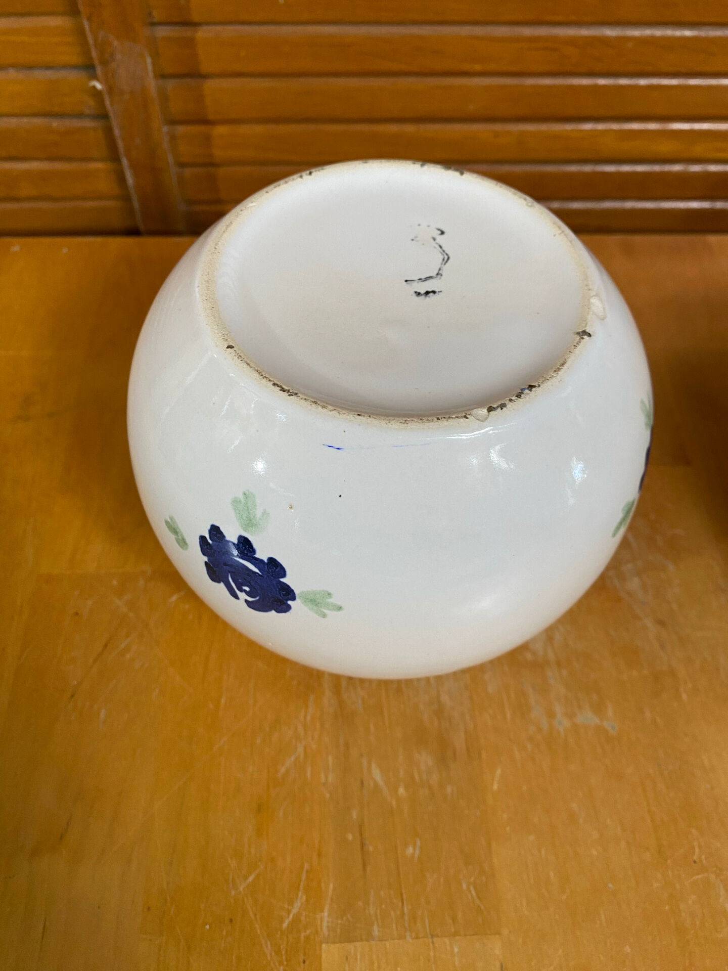 Pair of antique st clément round vases white ceramic flower decor vintage