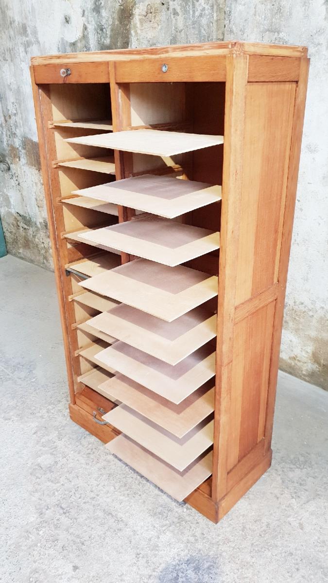 Double curtain binder cabinet