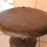 Old solid oak stool adjustable in height 50