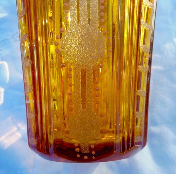 Vase art deco granité dégagé a l'acide & émaillé