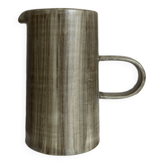 Pottery pitcher vase faux wood decor 1970 to identify