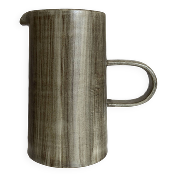 Vase, pichet de potier décor faux bois, 1970