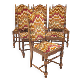 Set de 6 chaises hautes, tissu Missoni,1950