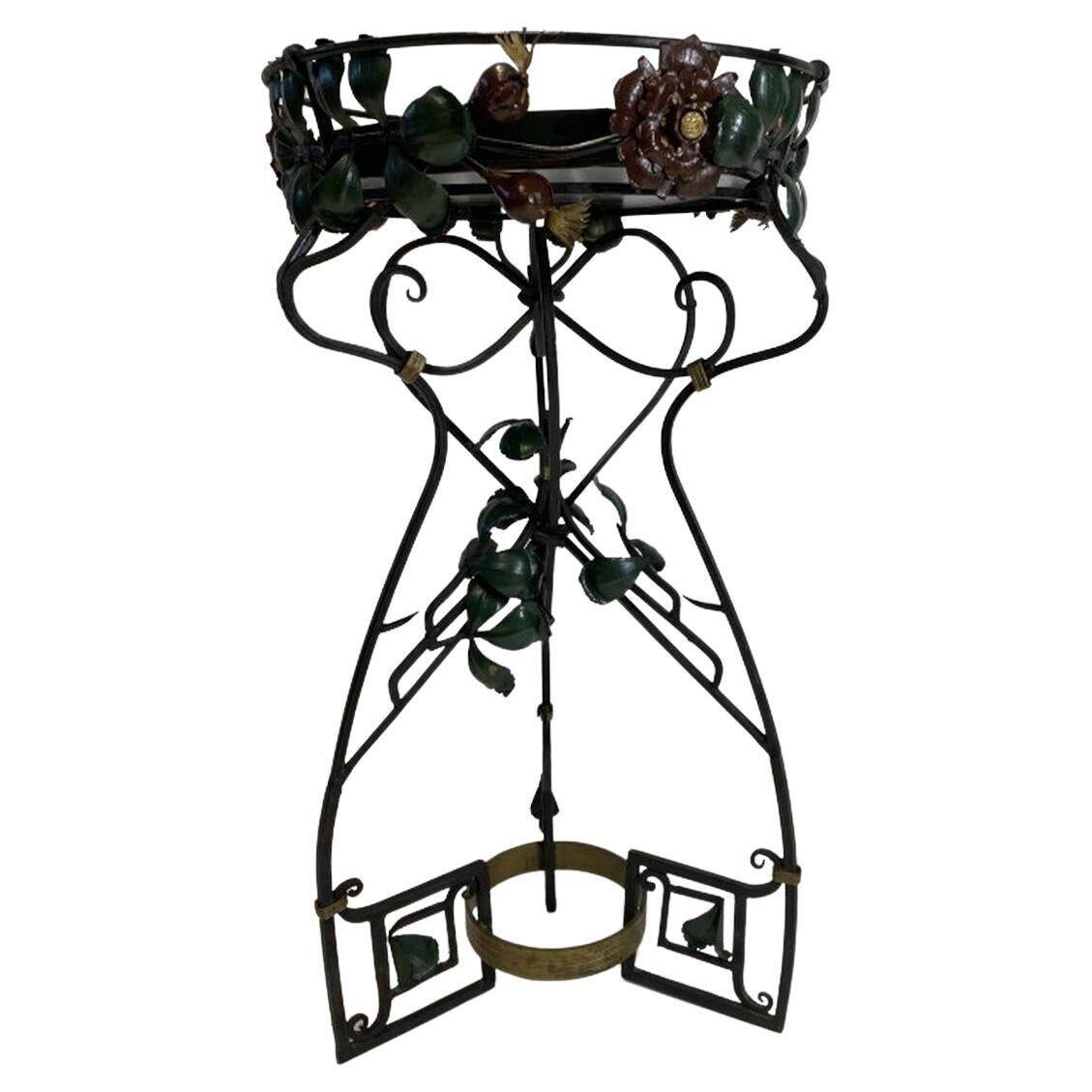 Art Nouveau wrought iron flower support