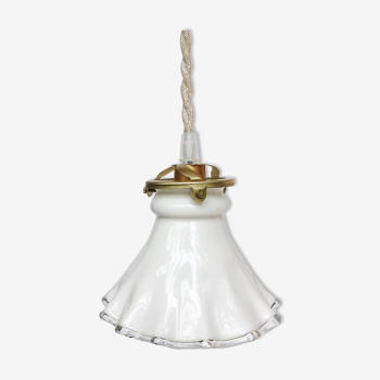 Vintage hand lamp in white opaline