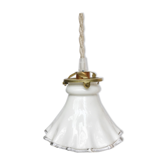 Vintage hand lamp in white opaline