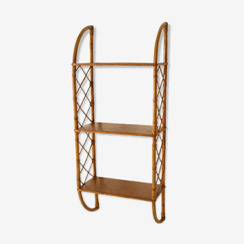 Vintage wall shelf 60's bamboo wicker