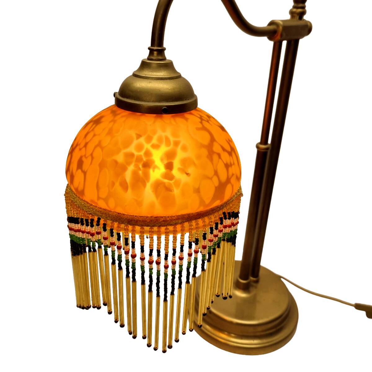Vintage Beaded Lamp On Brass Base, 1960/70s