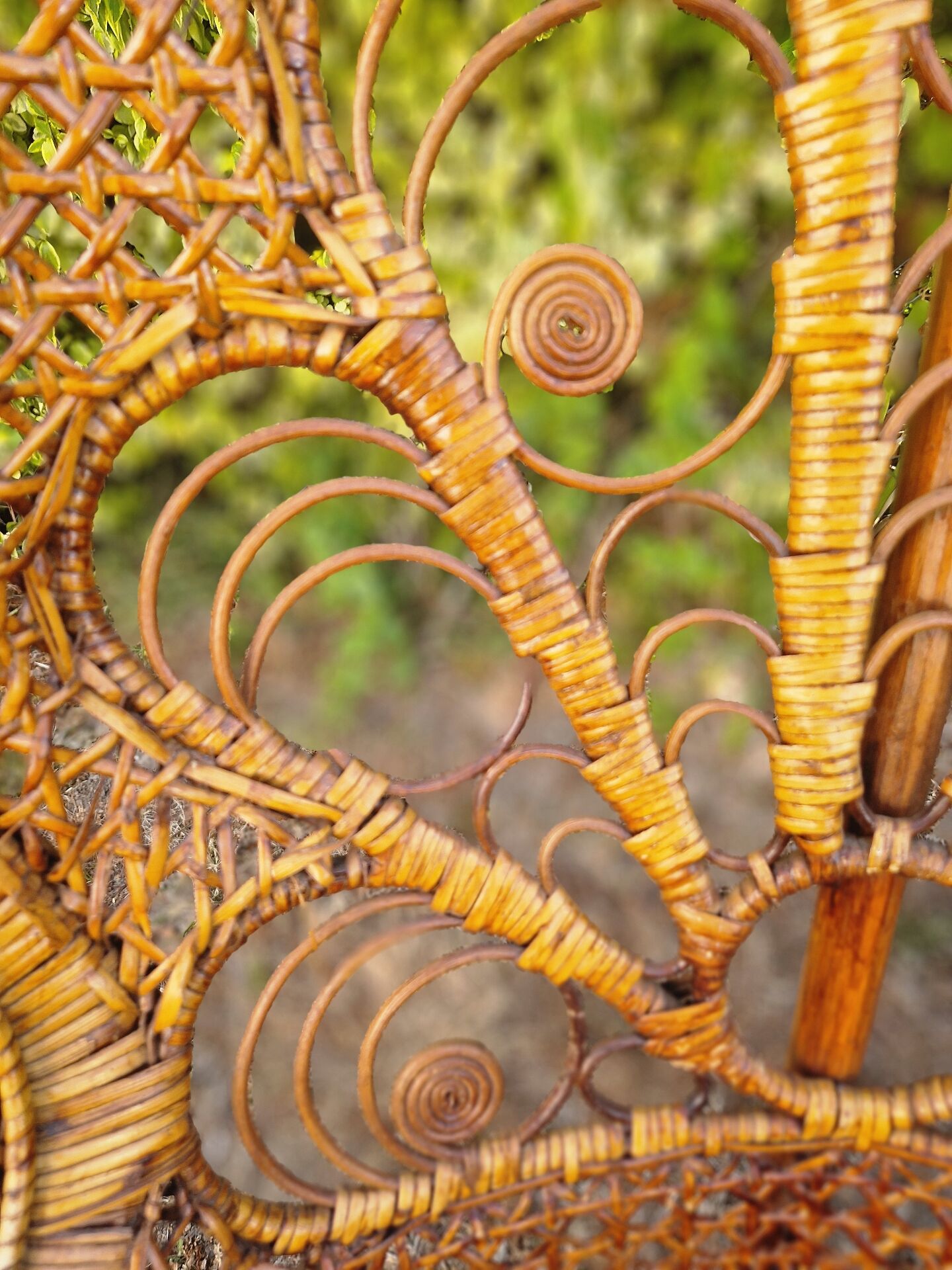 Peacock or Emmanuelle armchair in wicker from the 1970s.