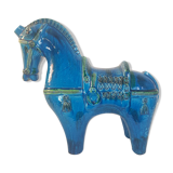Vintage XL horse statue, Aldo Londi for Bitossi, Rimini blue series
