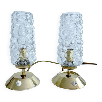 Pair Vintage Bubble Glass Lamps