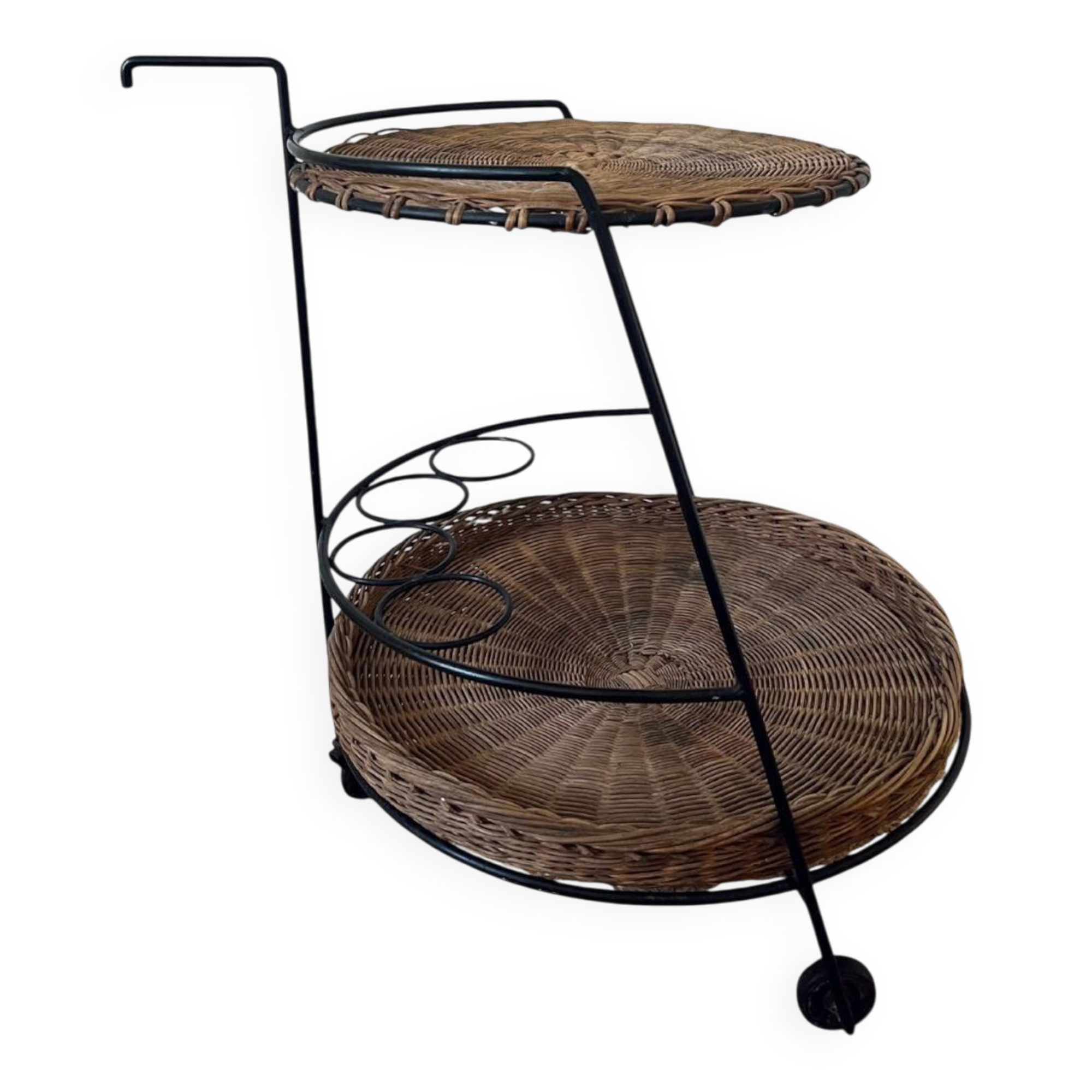 Metal and rattan dessert table Raoul Guys for Airborne 1950