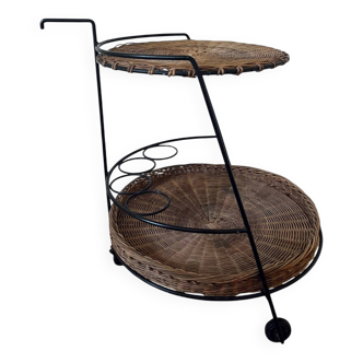 Metal and rattan dessert table Raoul Guys for Airborne 1950