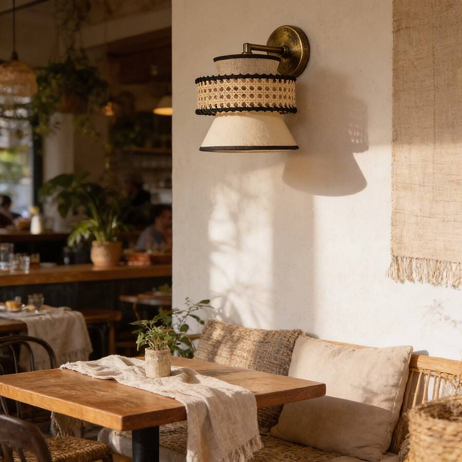 Rattan Fabric Handmade Wall Lamp, 25x25Cm